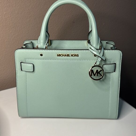 Michael Kors Handbags - Michael Kors Rayne Small Satchel Turquoise Leather Crossbody